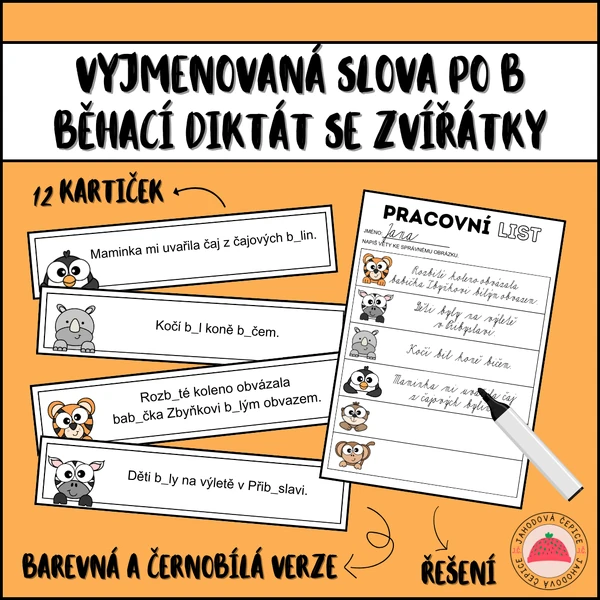 Vyjmenovaná slova po B - běhací diktát