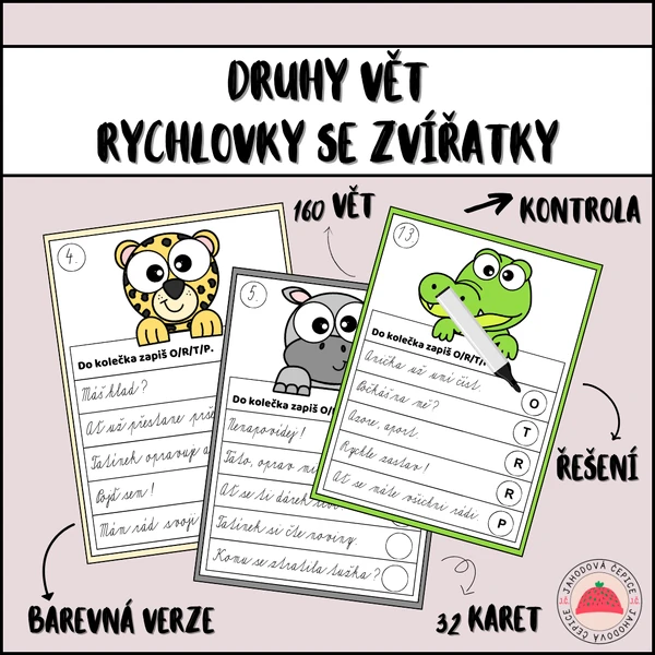 Druhy vět - rychlovky se zvířatky