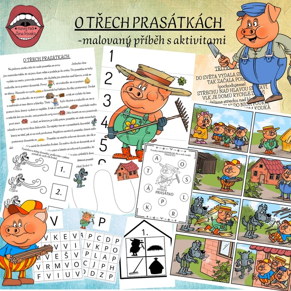 O TŘECH PRASÁTKÁCH: malovaný příběh s aktivitami