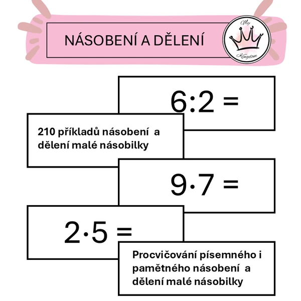 Karty s příklady na násobení a dělení - malá násobilka