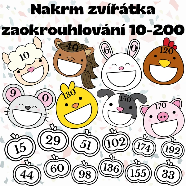 Nakrm zvířátka - zaokrouhlování 10-200
