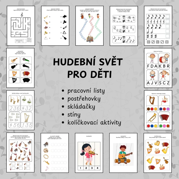 Hudební svět pro děti -pracovní listy, aktivity, kolíčkování