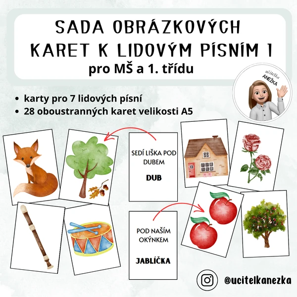 SADA OBRÁZKOVÝCH KARET K LIDOVÝM PÍSNÍM 1