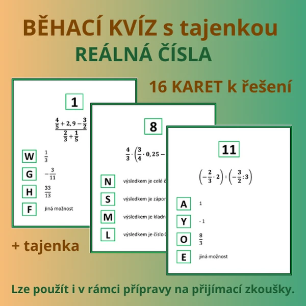 BĚHACÍ KVÍZ s tajenkou – REÁLNÁ ČÍSLA