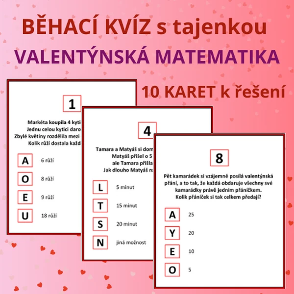 BĚHACÍ KVÍZ s tajenkou – VALENTÝNSKÁ MATEMATIKA