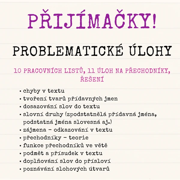 PŘIJÍMAČKY - PROBLEMATICKÉ ÚLOHY