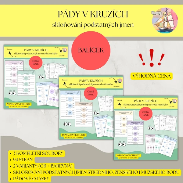 Pády v kruzích (pádové otázky hravě) - výhodný balíček