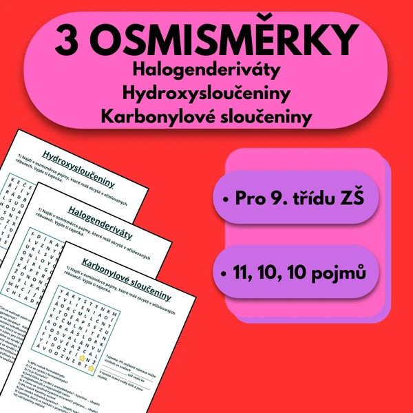 3 Osmisměrky - Halogenderiváty, Hydroxysloučeniny a Karbonylové sloučeniny