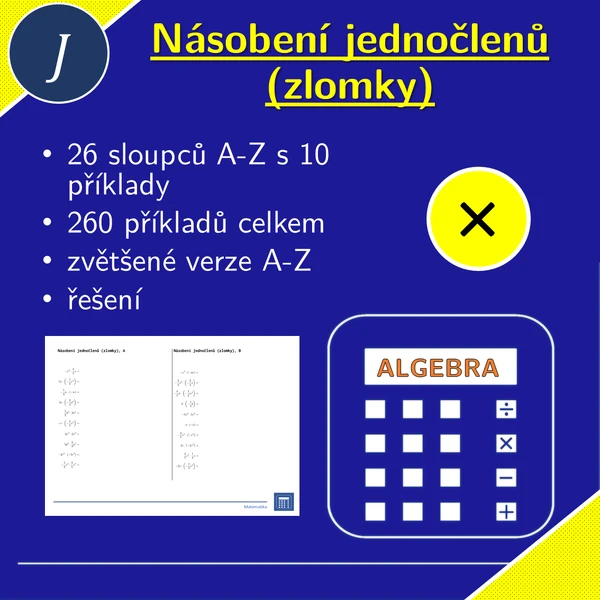 Násobení jednočlenů (zlomky) | matematika | 26 sloupců