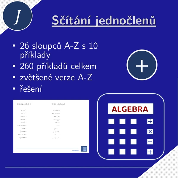 Sčítání jednočlenů | matematika | 26 sloupců
