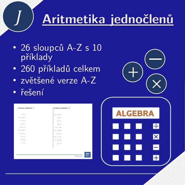 Aritmetika jednočlenů | matematika | 26 sloupců