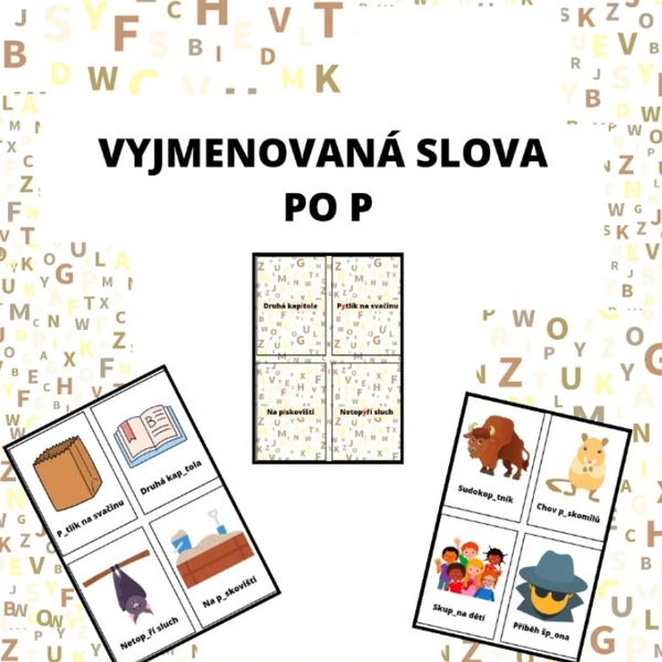 Kartičky na procvičování vyjmenovaných slov po P