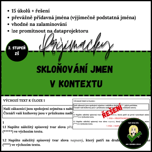 Skloňování jmen v kontextu - přijímačky 