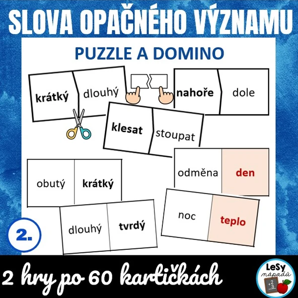 Slova opačného významu - puzzle a domino