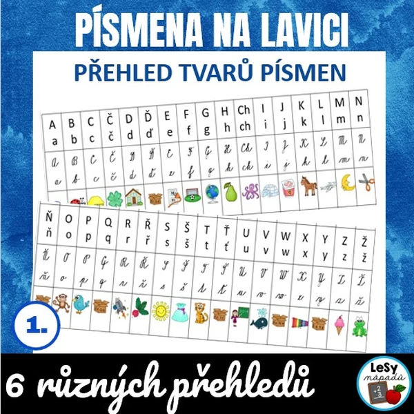Přehled tvarů písmen na lavici