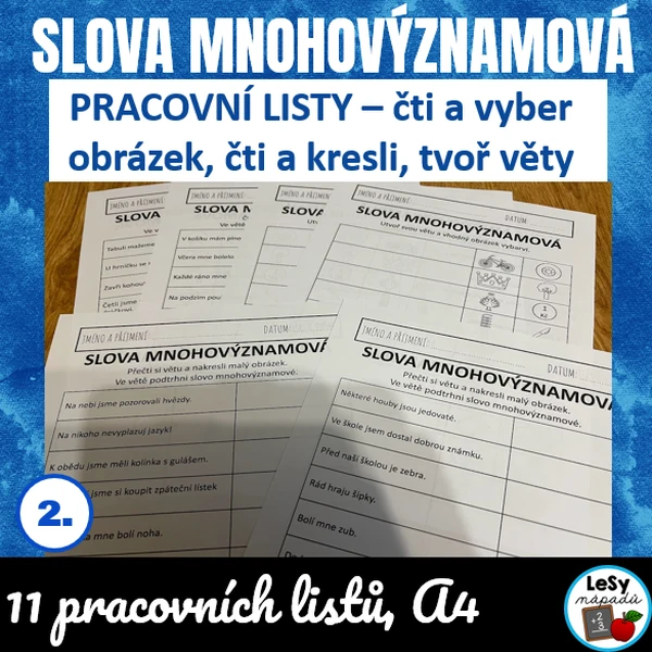 Slova mnohovýznamová - pracovní listy