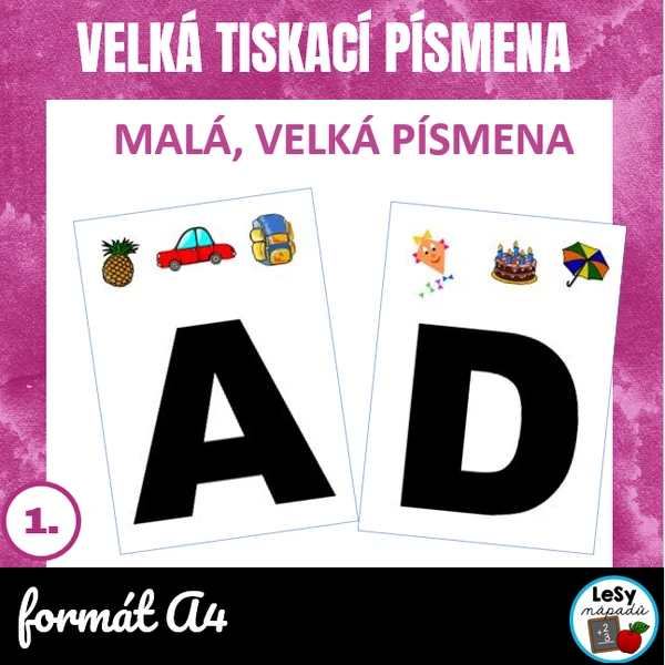Velká tiskací písmena s obrázky, formát A4