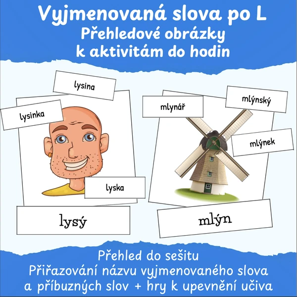 Vyjmenovaná slova po L - přehledové obrázky k aktivitám do hodin