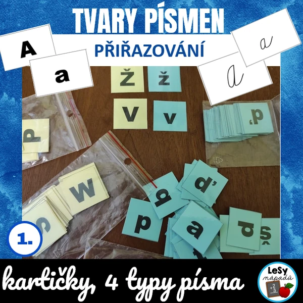 Kartičky s tvary písmen - tiskací x psací, malá x velká