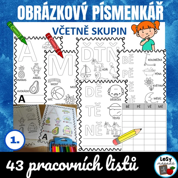 Obrázkový písmenkář - písmenkové omalovánky