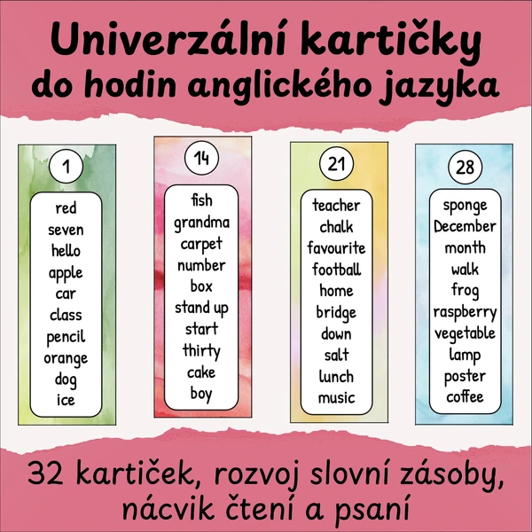 Univerzální kartičky do hodin anglického jazyka