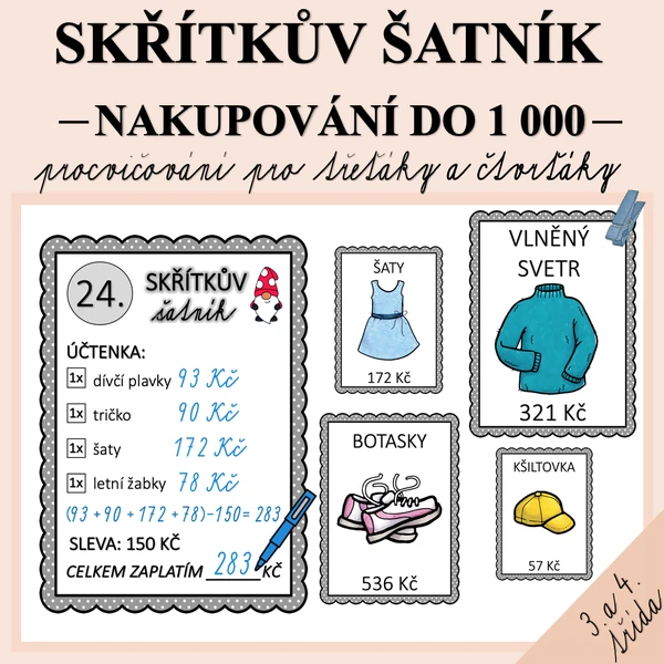 SKŘÍTKŮV ŠATNÍK - NÁKUPY, POČÍTÁNÍ PENĚZ DO 1 000