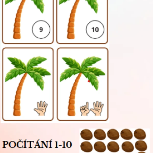 Počítání 1-10 Palmy a kokosy