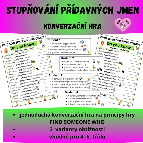 Stupňování přídavných jmen - konverzační hra
