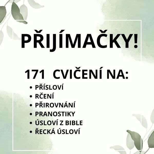 PŘIJÍMAČKY - PŘÍSLOVÍ, RČENÍ, PRANOSTIKY, PŘIROVNÁNÍ, ÚSLOVÍ