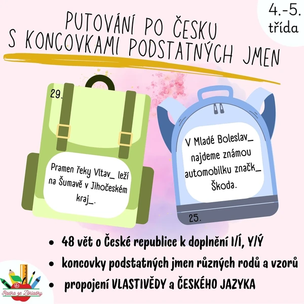 Putování po Česku s koncovkami podstatných jmen