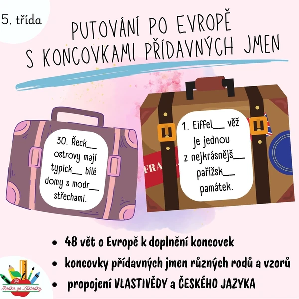 Putování po Evropě s koncovkami přídavných jmen