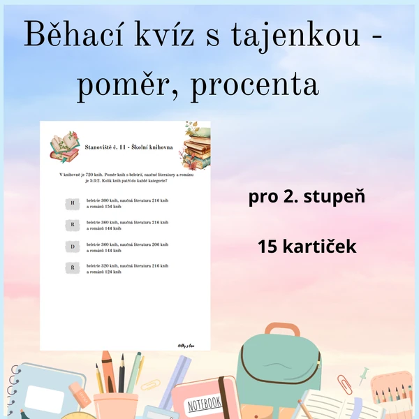 Běhací kvíz s tajenkou - poměr, procenta