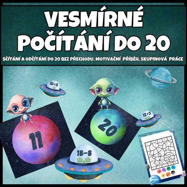VESMÍRNÁ BĚHACÍ SKUPINOVÁ PRÁCE - sčítání a odčítání do 20 bez přechodu