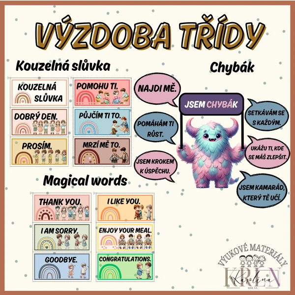 VÝZDOBA TŘÍDY - KOUZELNÁ SLŮVKA A CHYBÁK