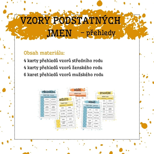 VZORY PODSTATNÝCH JMEN - přehledy