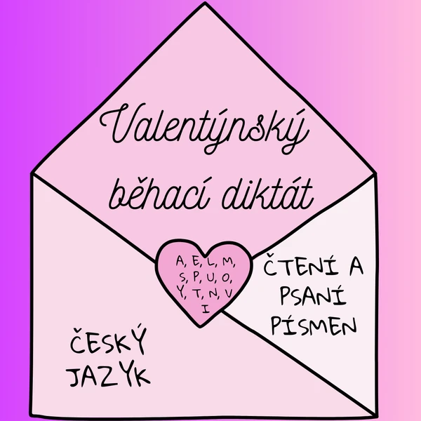 Valentýnský běhací diktát - ČJ