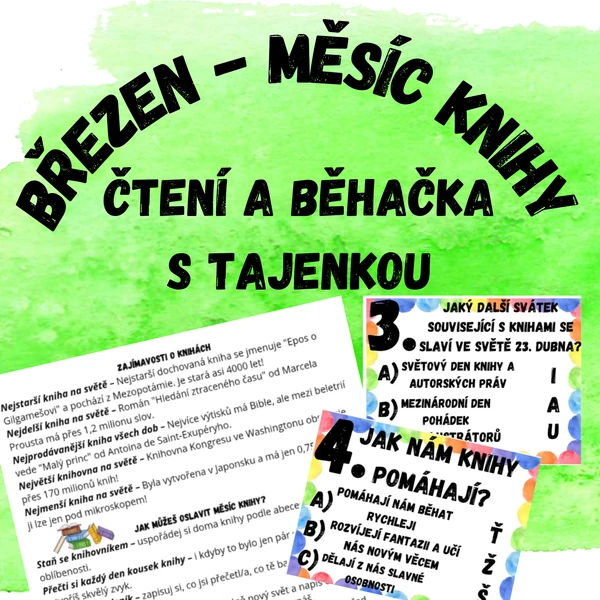 Březen - měsíc knihy - čtení a běhačka s tajenkou