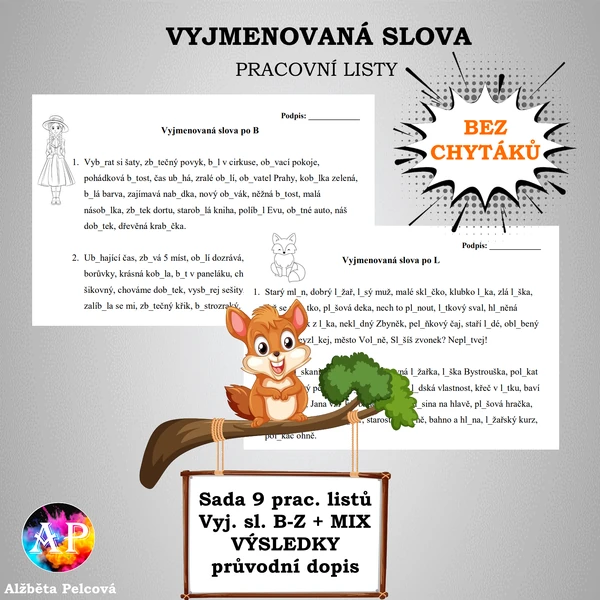 VYJMENOVANÁ SLOVA bez chytáků (pracovní listy)