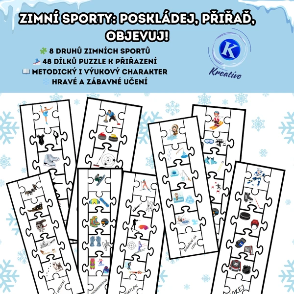Zimní sporty: Poskládej, přiřaď, objev!