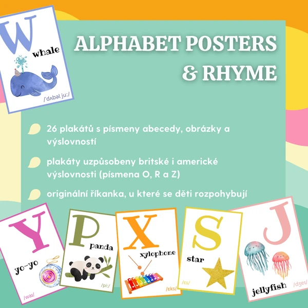Alphabet posters & rhyme / Plákaty s abecedou a říkankou