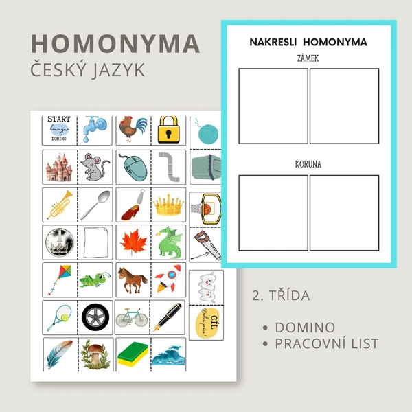 HOMONYMA - domino, pracovní list
