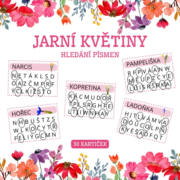 JARNÍ KVĚTINY - hledání písmen