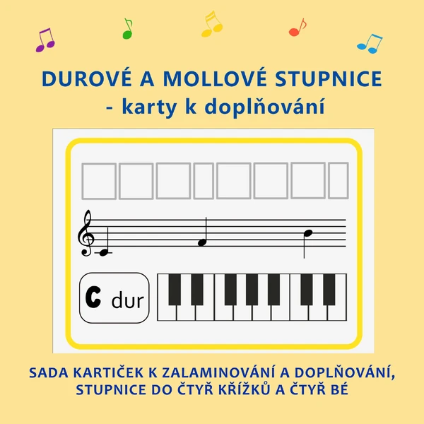 Durové a mollové stupnice - karty k doplňování