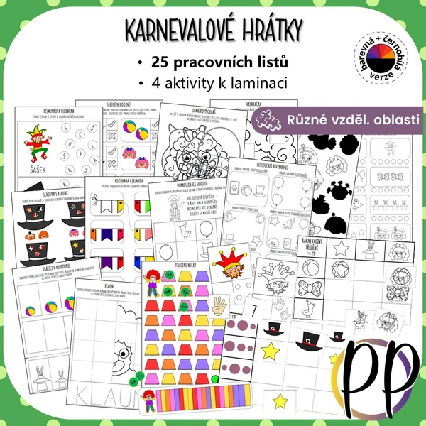 Karnevalové hrátky - pracovní listy, aktivity