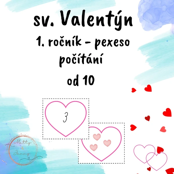 Valentýnské pexeso - počítání do 10