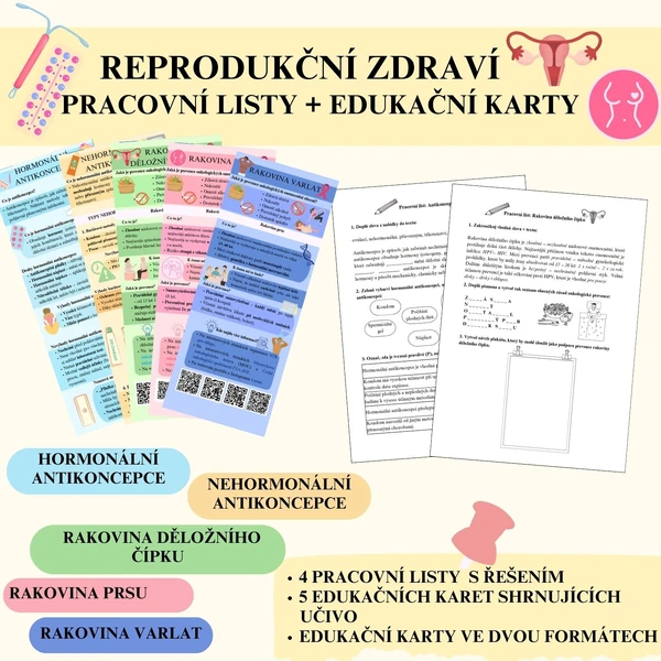 Reprodukční zdraví - pracovní listy + edukační karty 