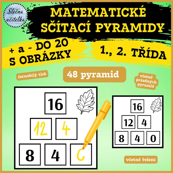 MATEMATICKÉ PYRAMIDY S OBRÁZKY (+ a - do 20)