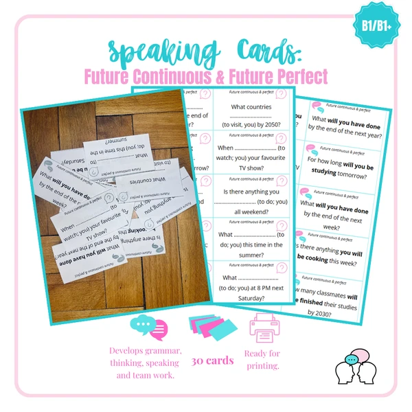 Speaking cards | Future Continuous & Future Perfect | B1+/B2 | SŠ