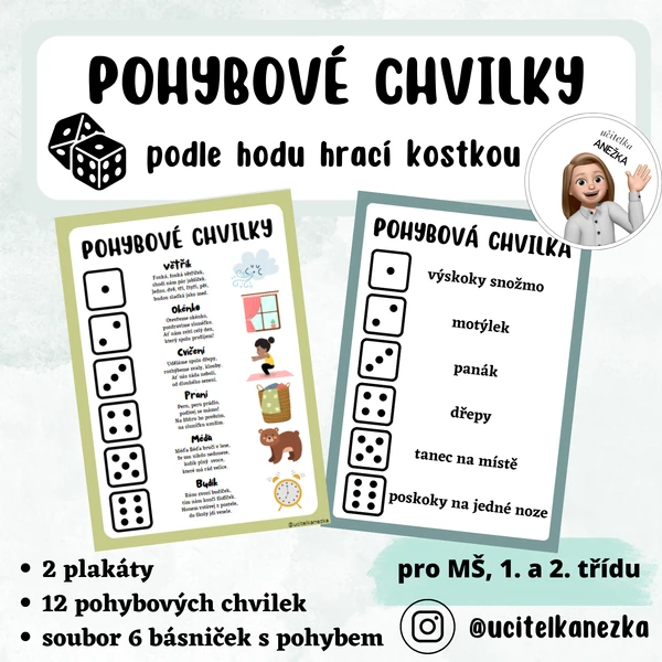 POHYBOVÉ CHVILKY podle hrací kostky