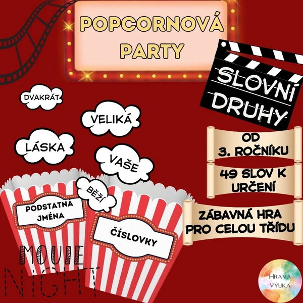 Popcornová party se slovními druhy